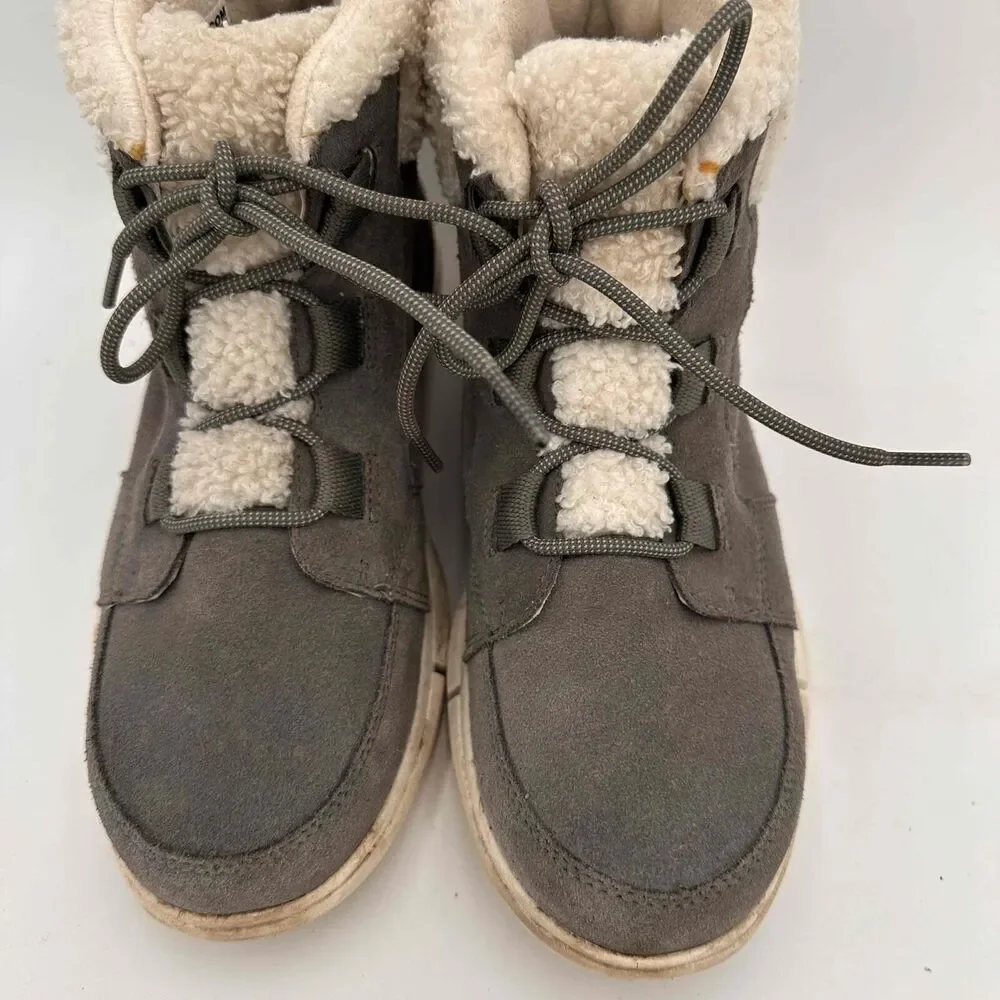 SOREL Explorer II Next Carnival Gray Suede Shearling Ankle Boots Size 10